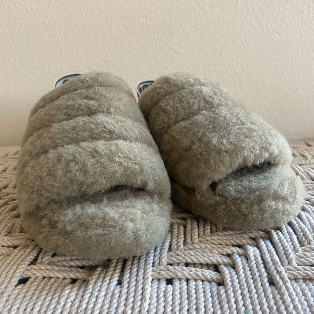 UGG fluff yeah slide shoes slippers Womans burnt olive green - Picture 9 of 15